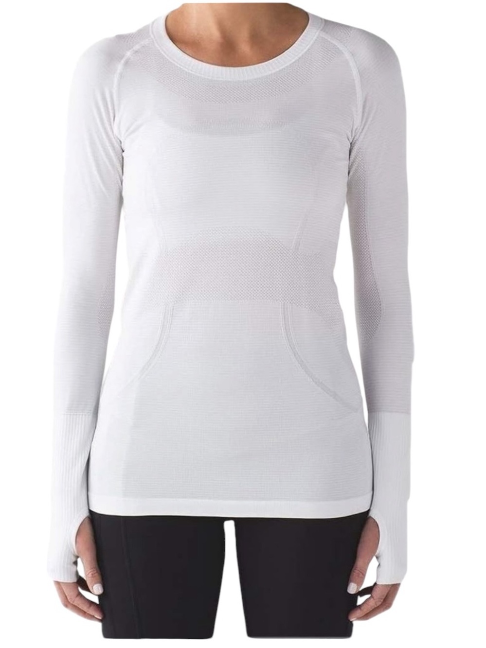 Lululemon Athletica White Long-Sleeve Seamless Performance Top Size 10 - Picture 1 of 12